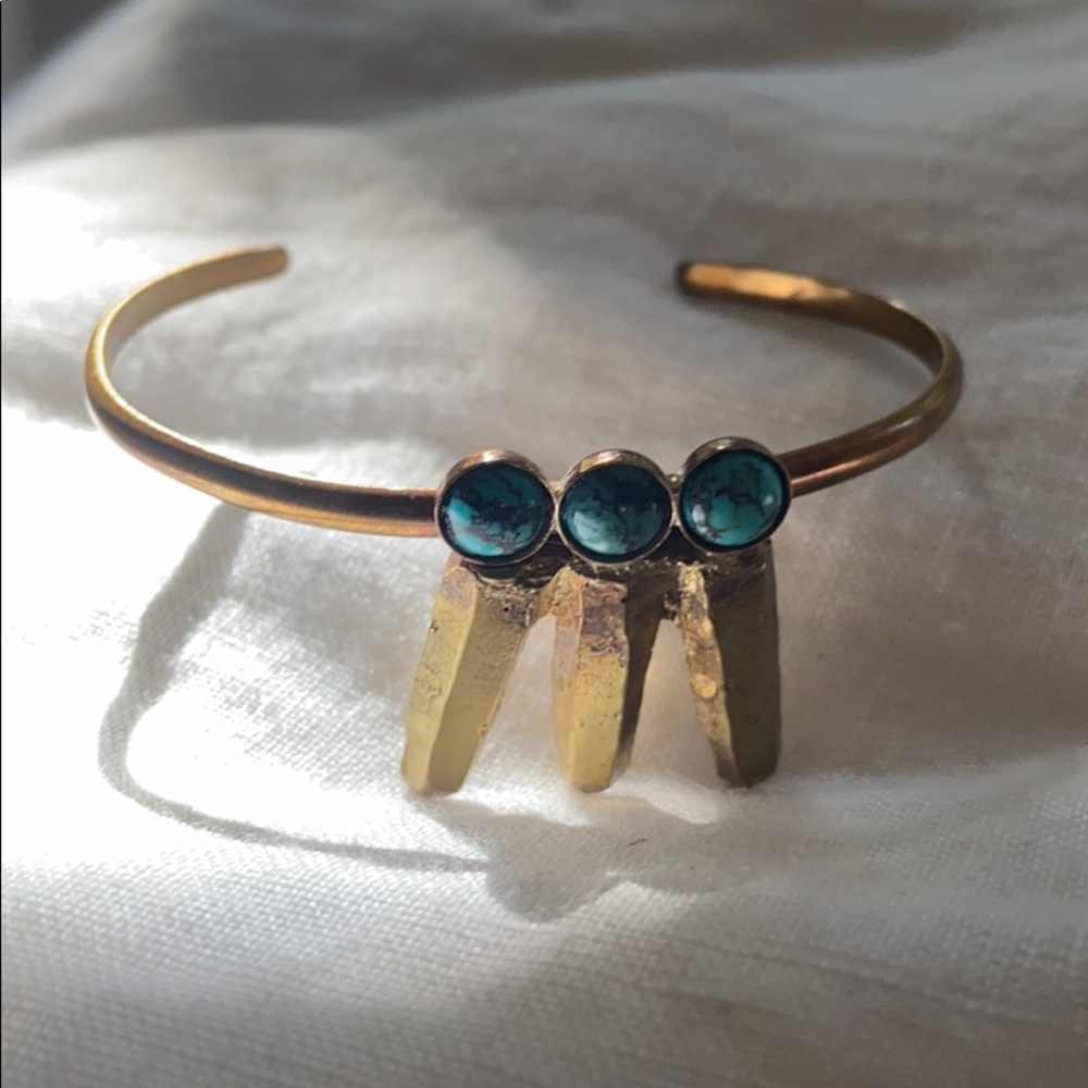 THERESA KUEMPEL TURQUOISE BRASS CUFF